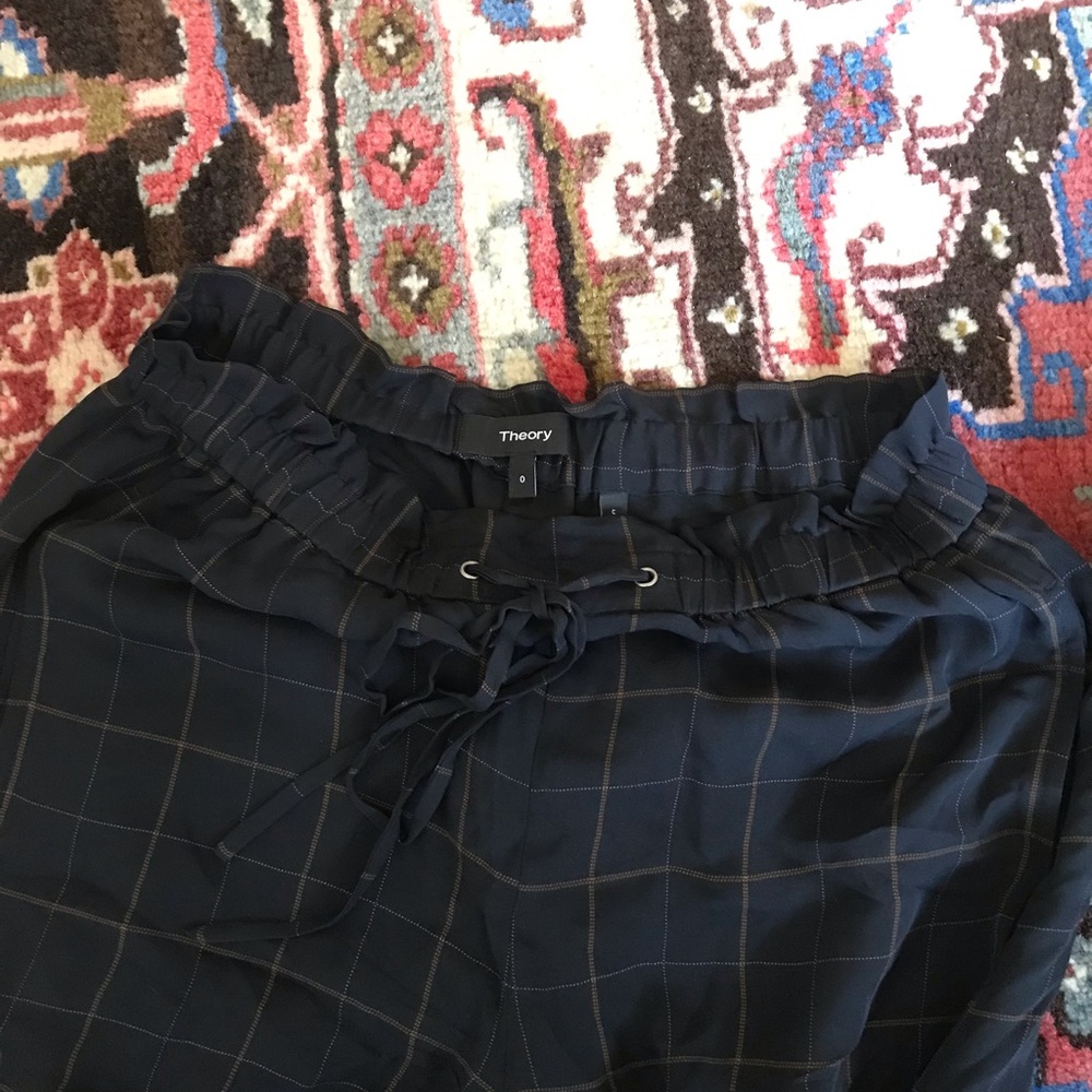 Theory silk plaid pants, size 0